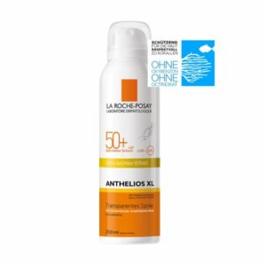 Transparentes Sonnenspray von La Roche-Posay mit LSF 50+, für empfindliche Haut und Wasserschutz.