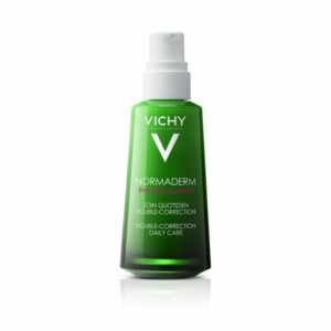 Grüner Flakon mit Pumpspender, Vichy Normaderm Phytosolution für tägliche Hautpflege, doppelter Korrektur-Effekt.