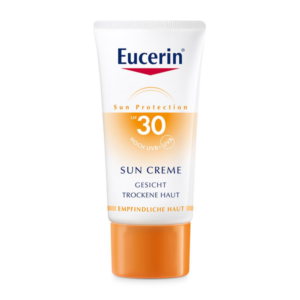 Sonnenschutzcreme von Eucerin für das Gesicht, LSF 30, speziell für trockene und empfindliche Haut.