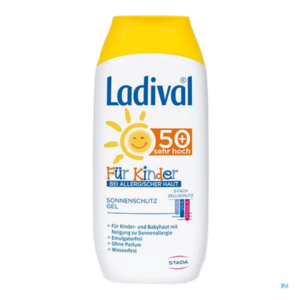 Sonnenschutzgel für Kinder mit hoher LSF 50+, speziell für empfindliche Haut, wasserfest, ohne Duftstoffe.