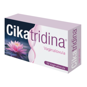 Verpackung von Cikatridina mit einer Abbildung einer Lotusblume, enthält vaginale Zäpfchen.