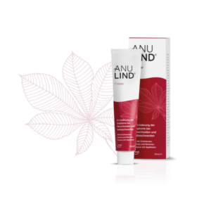 Röhrchen und Verpackung der ANULIND Creme zur Linderung von Hämorrhoiden und Analsymptomen.
