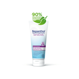 Bepanthol SensiDaily Tube mit 200ml, enthält natürliche Inhaltsstoffe zur Intensivpflege trockener Haut.