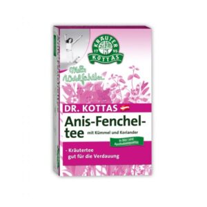 Paket für Anis-Fenchel-Tee mit Kümmel und Koriander, Kräuterteemarke Dr. Kottas, in Bio- und Apothekenqualität.