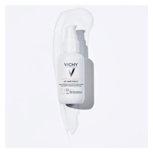 Sonnenschutzflüssigkeit mit SPF 50 aus der Reihe Vichy Capital Soleil, praktische Pumpflasche, leichte Textur.