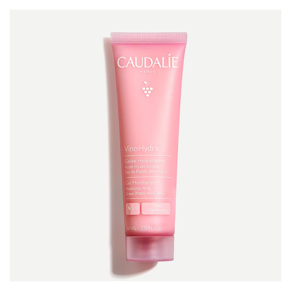 Rosa Tube mit Gelée zur Feuchtigkeitspflege, enthält Hyaluronsäure, Traubenwasser und Aloe Vera, 60 ml.