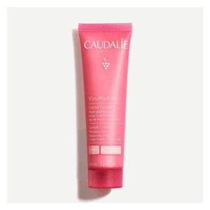 Rosa Tube mit VinoHydra Feuchtigkeitscreme von Caudalie, Beschriftung in französischer und englischer Sprache.
