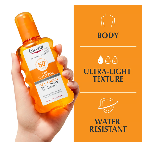 Eucerin Sun Body Oil Control Dry Touch Spray Transparent LSF 50